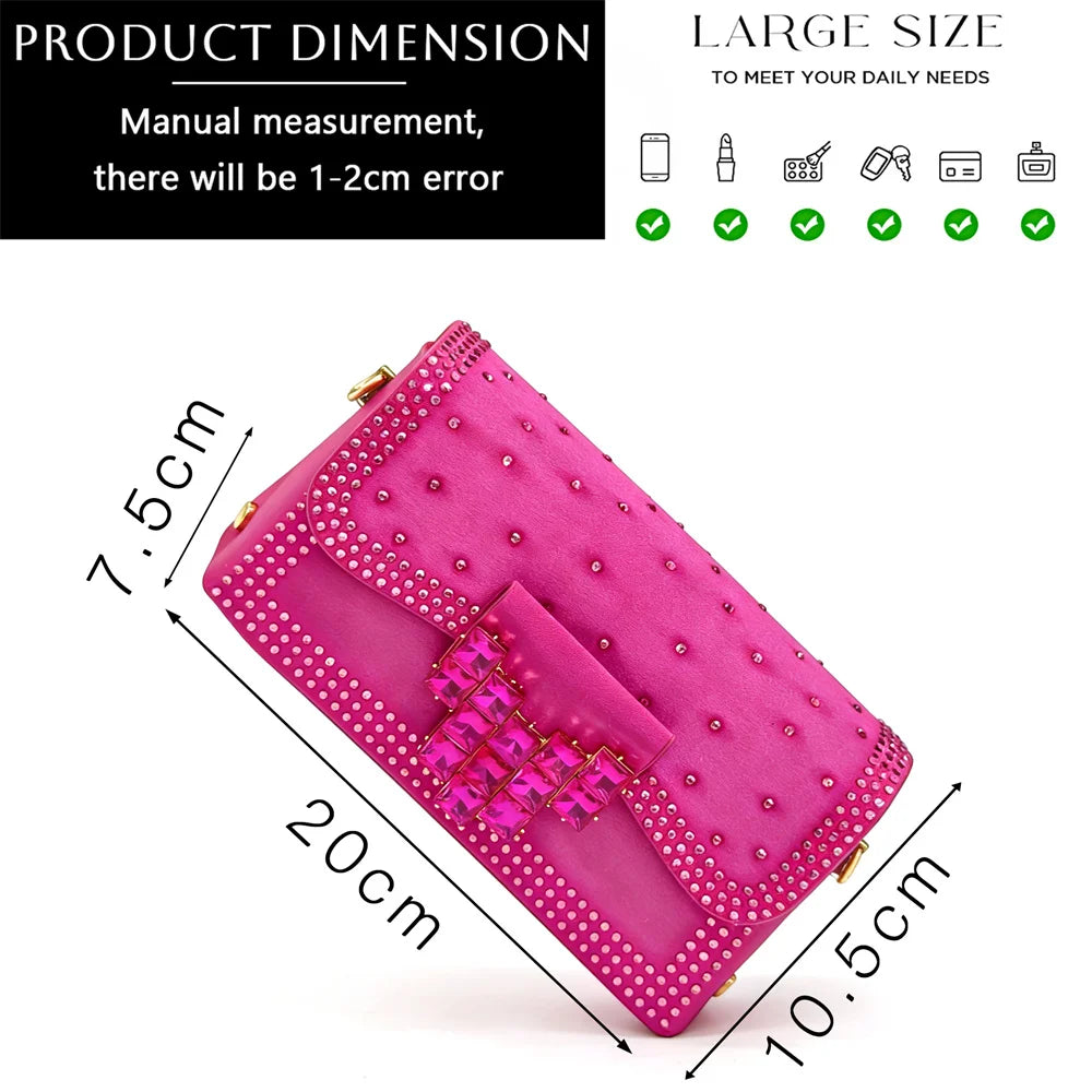 Italy Elegant Rhinestone Pointed Toe High Heels & Matching Bag Set - Perfect for Women's
