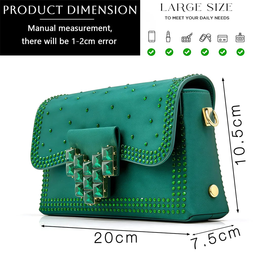 Italy Elegant Rhinestone Pointed Toe High Heels & Matching Bag Set - Perfect for Women's