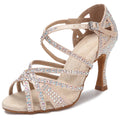 Rhinestone Dance Shoes Women Tango Salsa Latin Dance Shoes Ballroom Dance Heels Soft Sole Women Sandals Ladies Wedding Shoes New