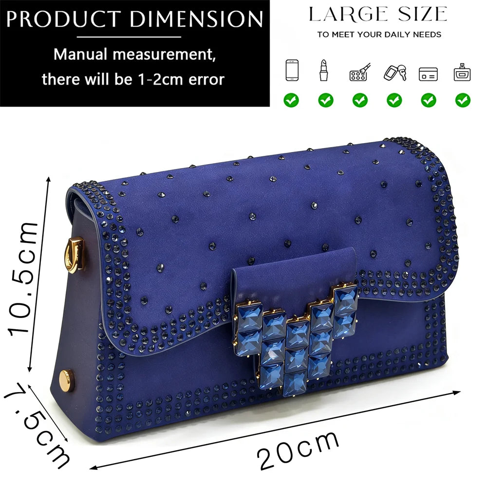 Italy Elegant Rhinestone Pointed Toe High Heels & Matching Bag Set - Perfect for Women's