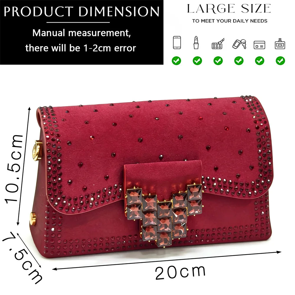 Italy Elegant Rhinestone Pointed Toe High Heels & Matching Bag Set - Perfect for Women's