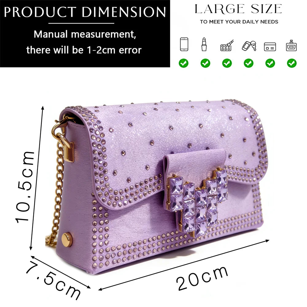 Italy Elegant Rhinestone Pointed Toe High Heels & Matching Bag Set - Perfect for Women's