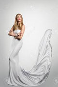 ETHEREAL FLOWING TRAIL MAXI GOWN WHITE